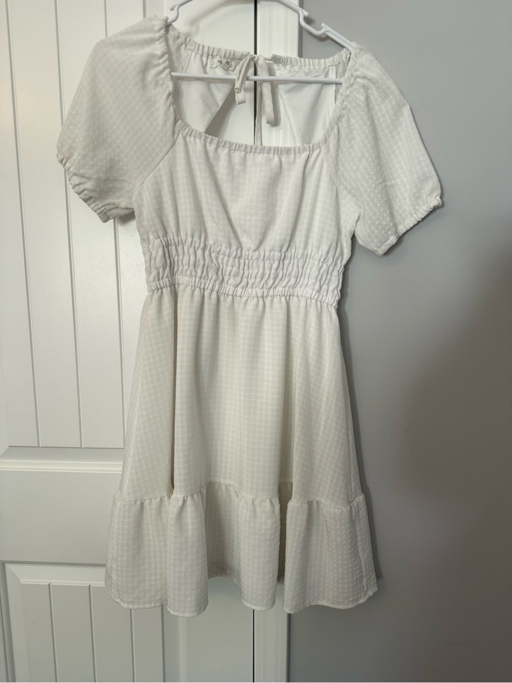 Maurice’s Women’s White Smocked Waist Short Sleeve Dress- Size XS